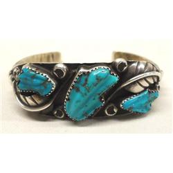 Native American Zuni Silver Turquoise Bracelet