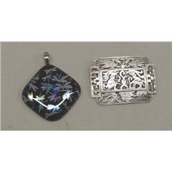 Dichroic Glass Pendant And Silver Pin