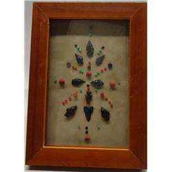 Native American Obsidian Arrowhead Display
