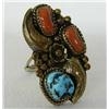 Image 1 : Native American Navajo Turquoise Coral  Ring by Lee