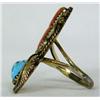 Image 2 : Native American Navajo Turquoise Coral  Ring by Lee
