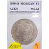 1880-O Morgan Silver Dollar certified by ACGS and