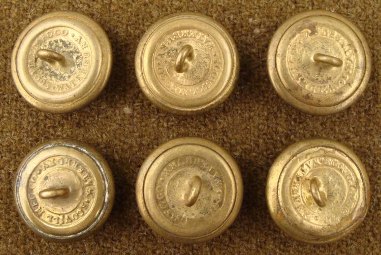 6 Civil War Buttons Scovill Mfg. Co. Waterbury ORIG