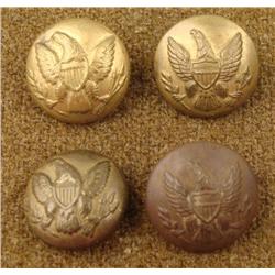 4 Civil War Buttons Extra Quality Marked ORIG