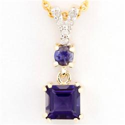 .80ct Natural Iolite Diamond 9k Gold Pendant (JEW-9314X)