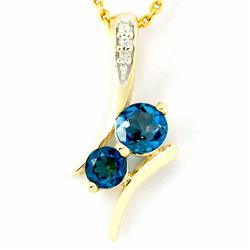 1.11ct London Bl Topaz Diamond 9k Gold Pendant (JEW-9275X)