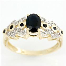 1.68ct Black Sapphire 20 Diamond 9k Gold Ring (JEW-9437X)
