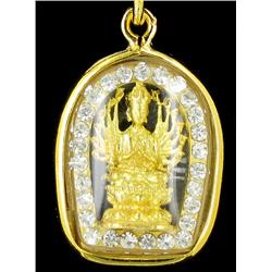 Gold Vermeil Buddha Amulet (JEW-2563)