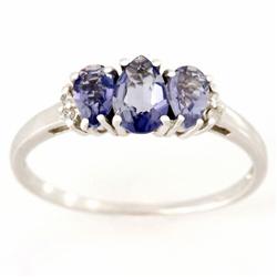 1.12ct Natural Iolite Diamond Ring 9k Wht Gold (JEW-9340X)