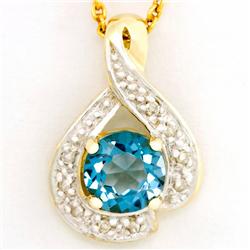 1.19k London Bl Topaz Diamond 9k Gold Pendant (JEW-9259X)