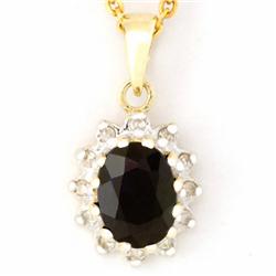1.17ct Black Sapphire 12 Diamond 9k Gold Pendant (JEW-9286X)