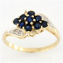 .96ct Bl Sapphire Diamond 9k Yel Gold Ring (JEW-9485X)