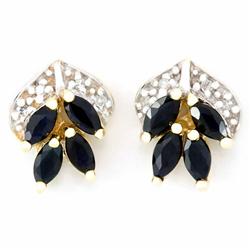 .88ct Black Sapphire Diamond 9k Gold Earrings (JEW-9214X)
