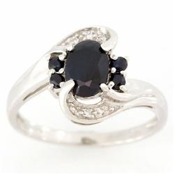 1.85ct Black Sapphire Diamond 9k Wht Gold Ring (JEW-9346X)