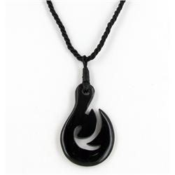 Rare Buffalo Horn Hawaiian Fishook Pendant Choker (JEW-1976)