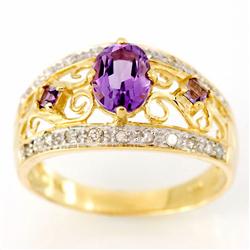 1.54ct Natural Amethyst 22 Diamond Ring 9k Gold (JEW-9425X)