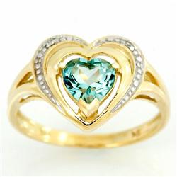 1.14ct Heart Green Topaz Diamond 9k Gold Ring (JEW-9394X)