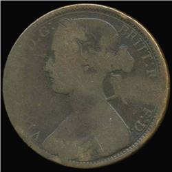 1866 British Victoria Penny Circulated (COI-7218)