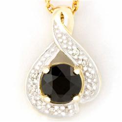 1.19k Black Sapphire Diamond 9k Gold Pendant (JEW-9310X)