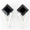 2.5ct Black Sapphire Diamond 9k Wht Gold Earrings (JEW-9202X)