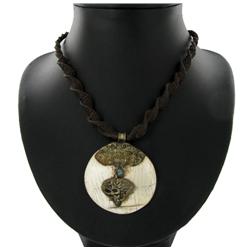 Tibet Shell Nickel Turquoise Pendant Necklace (ANT-1089)