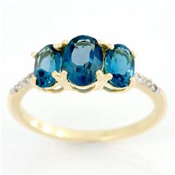 2.08ct London Bl Topaz Diamond 9k Yel Gold Ring (JEW-9415X)