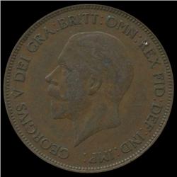 1930 British George V Penny XF (COI-7157)