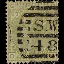 1877 RARE GB 4p Sage Green Used Stamp (STM-1414)