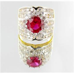 46ctw Lab Dia/Ruby 22k Gold Vermeil Ring (JEW-2361)