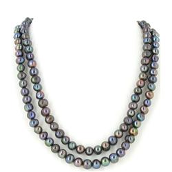 Black Saltwater Baroque Pearl 2 Strand Necklace (JEW-2593)
