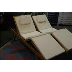 TEAK FULLY ADJUSTABLE PATIO LOUNGER WITH CUSHIONS