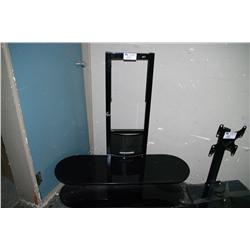 SWIVEL MOUNT TV STAND WITH GLASS SHELF