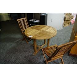 TEAK PATIO BISTRO SET WITH TABLE & 2 CHAIRS