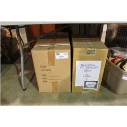 BOX OF WOODEN BENCHES & PRINTER