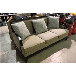 BROWN WOODEN FRAMED PILLOW BACK COUCH