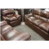 Image 2 : DARK BROWN LEATHER 3 PIECE SOFA SET