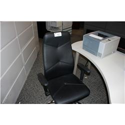 BLACK LEATHER HIGH BACK ERGONOMIC TASK CHAIR