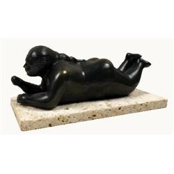 Botero Woman with Fruit Sculpture