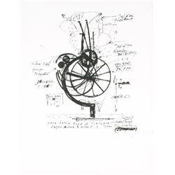 Signed 1968 Tinguely Untitled Lithograph