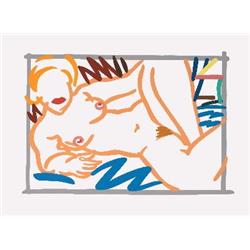 Signed 1999 Wesselmann Judy On Blue Blanket Print