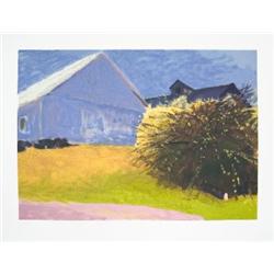 Signed 2003 Kahn Barn and Forsythia III Serigraph
