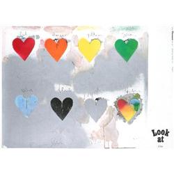 1970 Dine Eight Colorful Hearts Foil Print