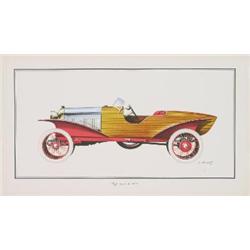 Dumont Skiff Acajou 1923 Lithograph