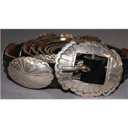 NAVAJO SILVER CONCHO BELT