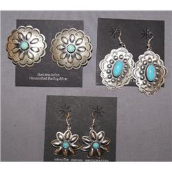 3 PAIR NAVAJO SILVER EARRINGS