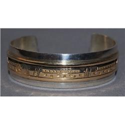 NAVAJO STERLING AND GOLD BRACELET