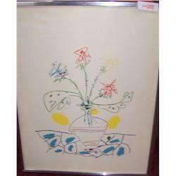 Pablo Picasso Lithograph. Vase with Flowers.
