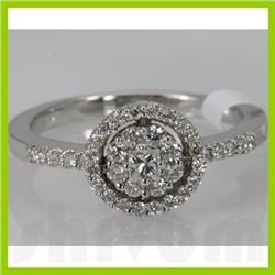 Genuine 0.5 ctw Diamond Ring 14K White Gold