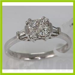 Genuine 0.69 ctw Diamond Ring 14K White Gold