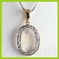 Genuine 0.14 ctw Alphabet Initial Letter O Diamond Necklace 16" 14kt Gold-Yellow 
